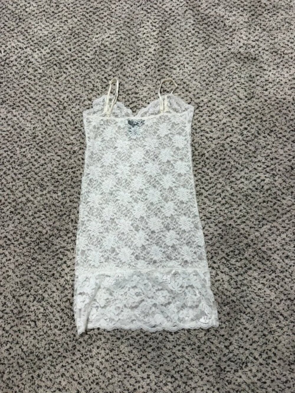 Vintage White Floral Lace Y2K Slip Mini Dress S / US 4-6